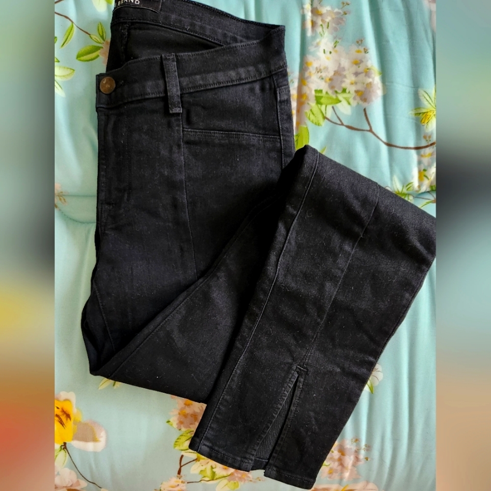 J Brand Black Coated Vera Skinny Slit Hem Size 27